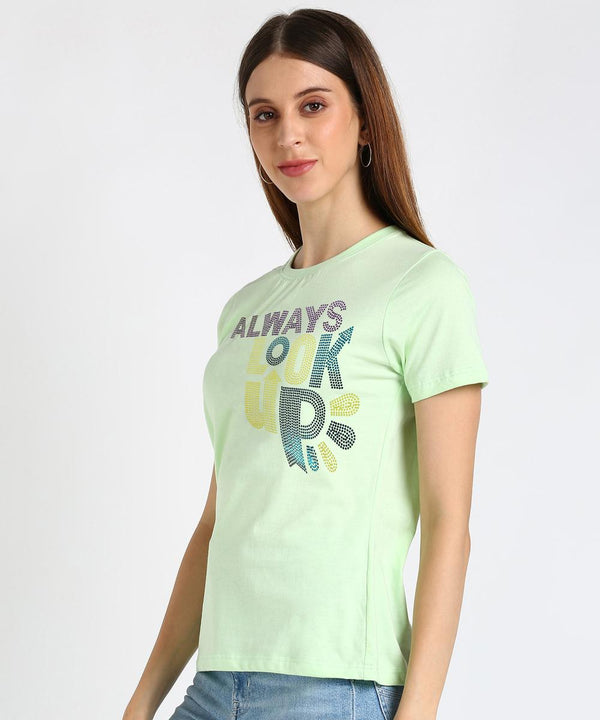 Women's Sequins Motifs Embellished Cotton T-shirt