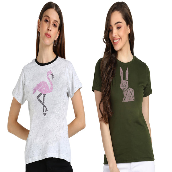 ✨ Women’s Sequin Motifs Cotton T-Shirt Combo – 2 Stylish Tees for ₹599 (MRP ₹2,099) ✨
