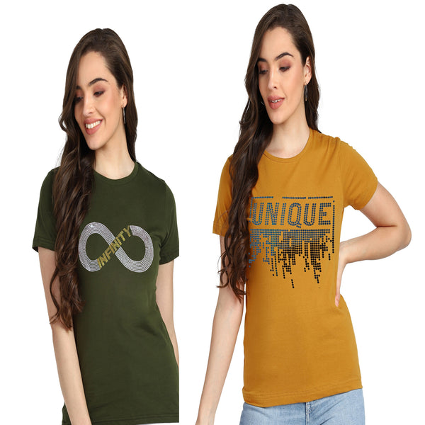 Women's Cotton Sequin Motif T-Shirt Combo