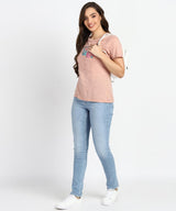 Women's Sequins Motifs Embellished Cotton T-shirt