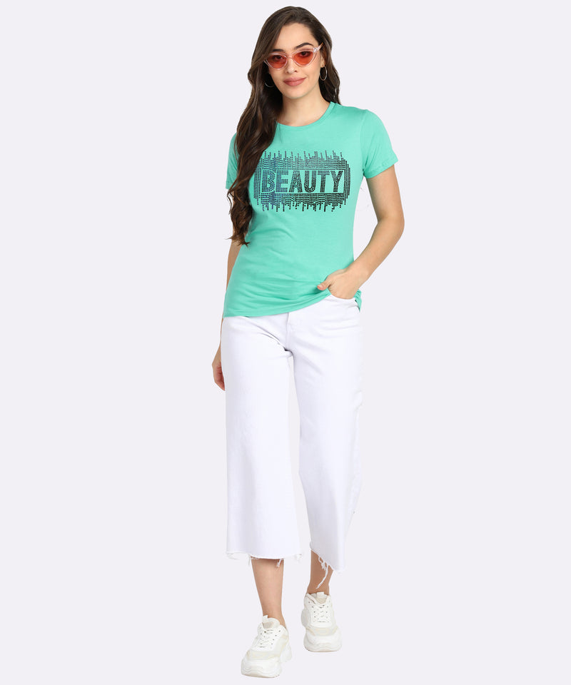 Sparkle Every Day with the Pack of 2 Women's Cotton Sequins Motifs T-Shirts