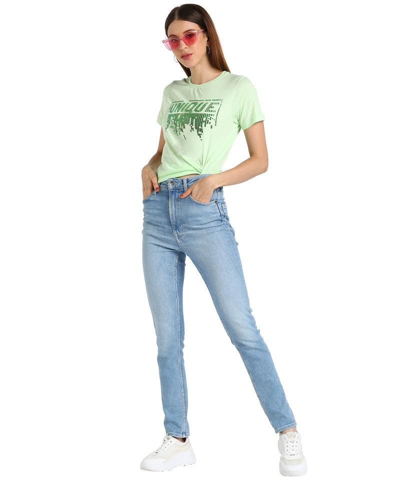 Women's Cotton Sequin Motif T-Shirt Combo