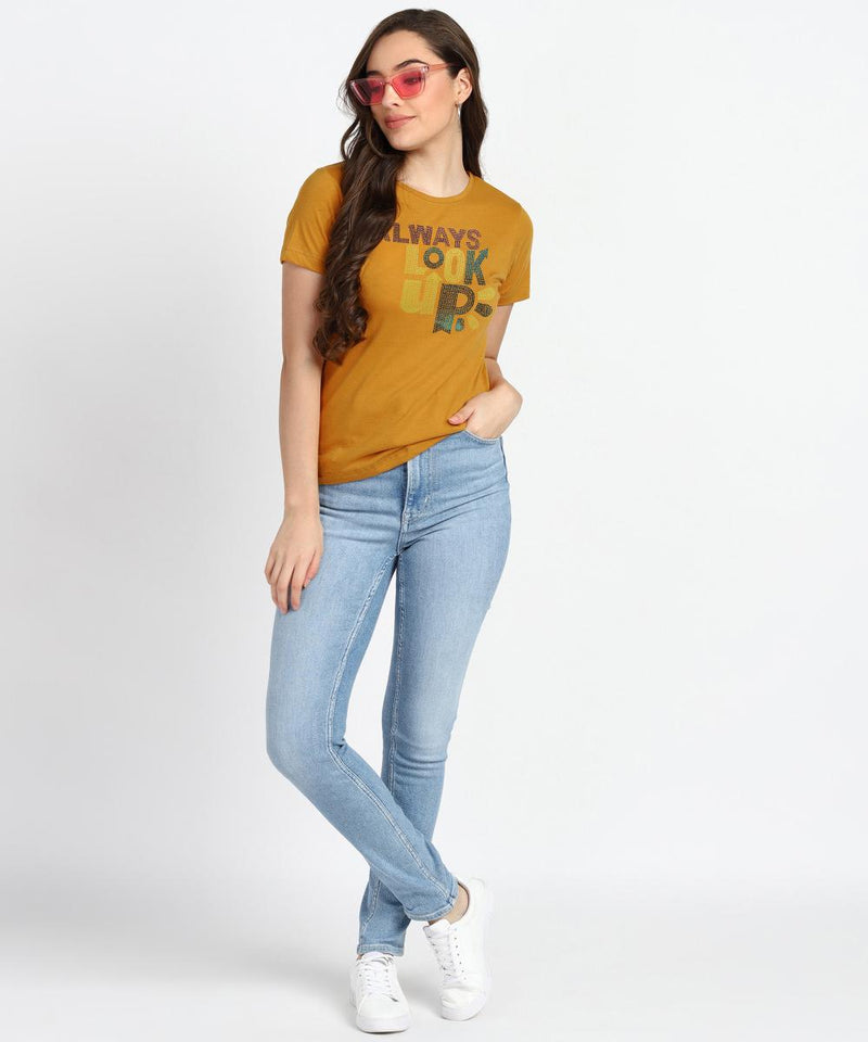 Women's Sequins Motifs Embellished Cotton T-shirt