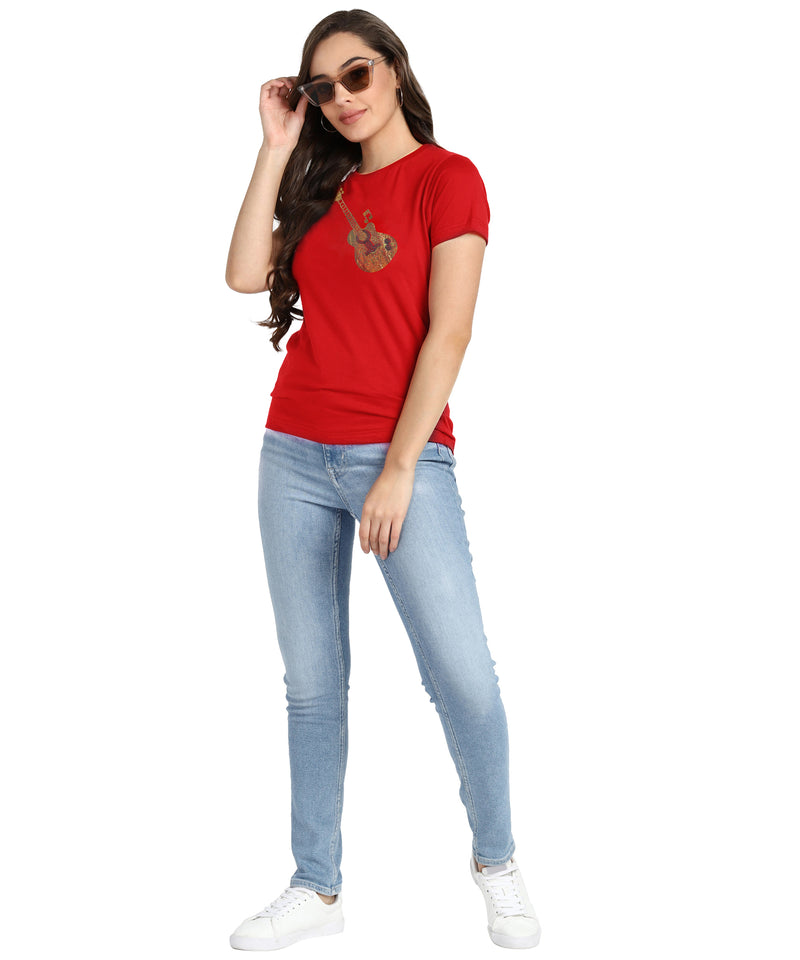 Women’s Cotton Sequin Motifs T-Shirt Combo Pack of 2