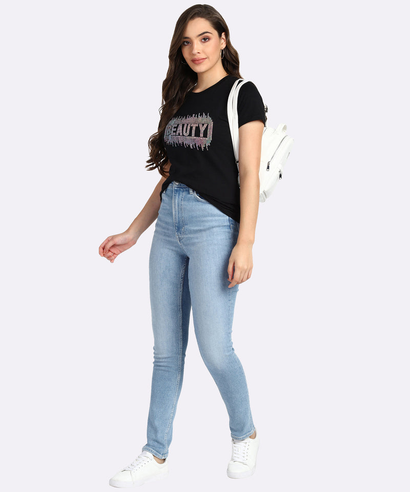 Women's Cotton Sequin Motif T-Shirt Combo
