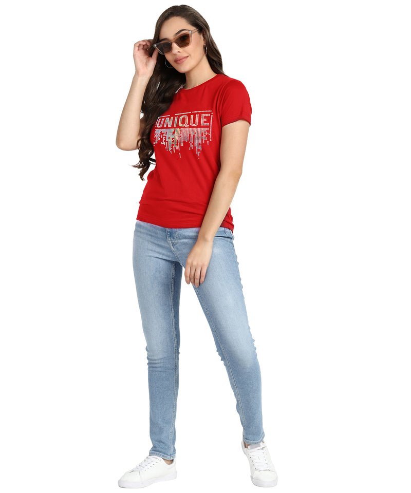 Women's Cotton Sequin Motif T-Shirt Combo