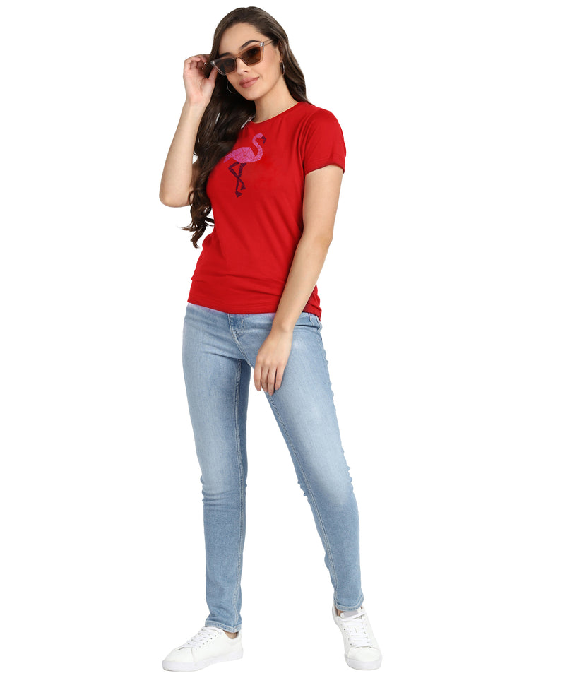 Women’s Cotton Sequin Motifs T-Shirt Combo Pack of 2