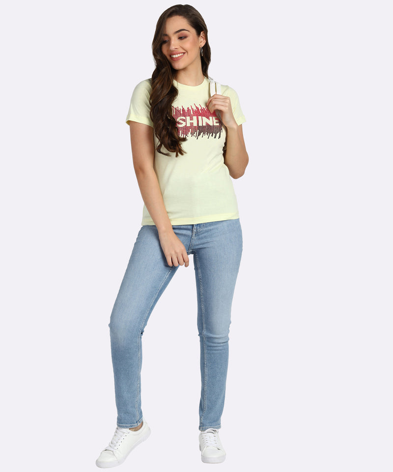 Sparkle Every Day with the Pack of 2 Women's Cotton Sequins Motifs T-Shirts