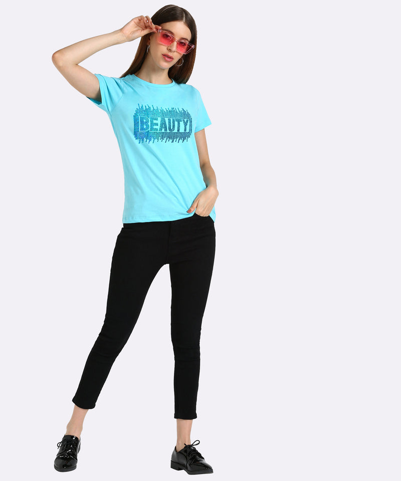 Women's Cotton Sequin Motif T-Shirt Combo