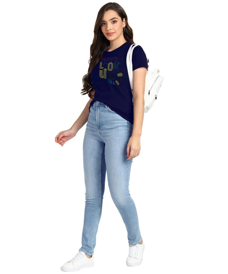 Women's Sequins Motifs Embellished Cotton T-shirt