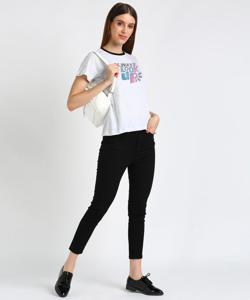 Women's Sequins Motifs Embellished Cotton T-shirt