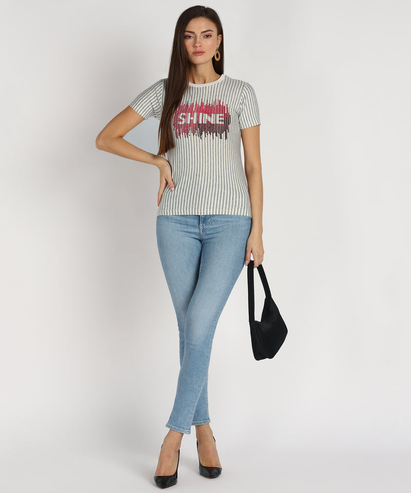 Women's Sequin Motifs Embellished cotton T-shirt