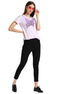 Women Sequins Motifs Embellished Cotton T-shirt