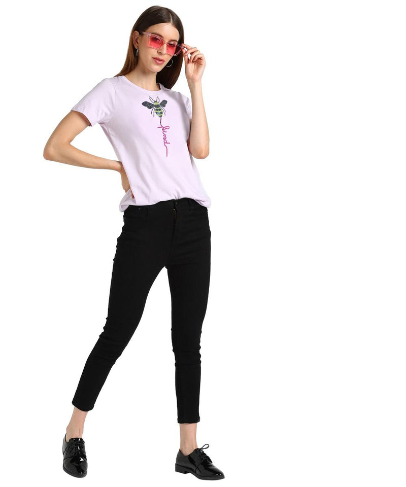 Women's Sequins Motifs Embellished Cotton T-shirt