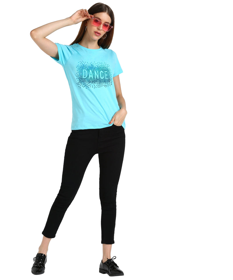 Shimmer in Style with the Pack of 2 Women's Cotton Sequins Motifs T-Shirts