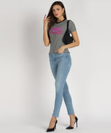 Women's Sequins Motifs Embellished Cotton T-shirt