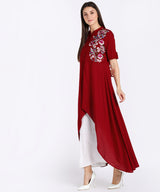 Elegant Floral Embroidered Shrug Kurti Set