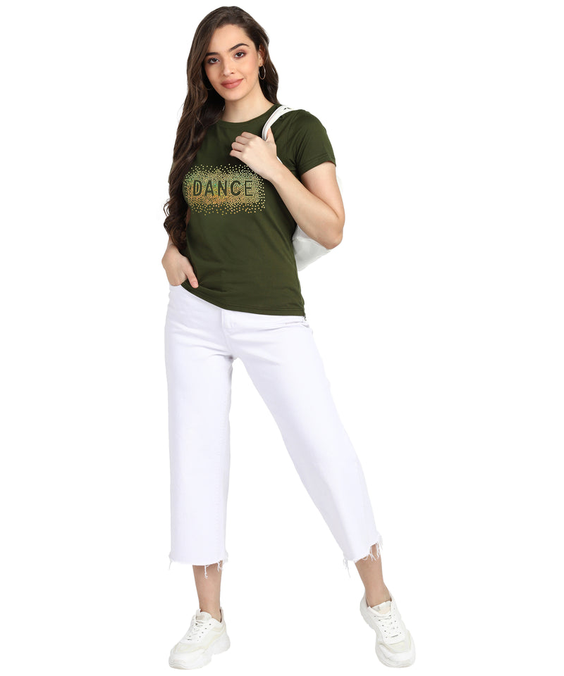 Women's Sequins Motifs Embellished Cotton T-shirt