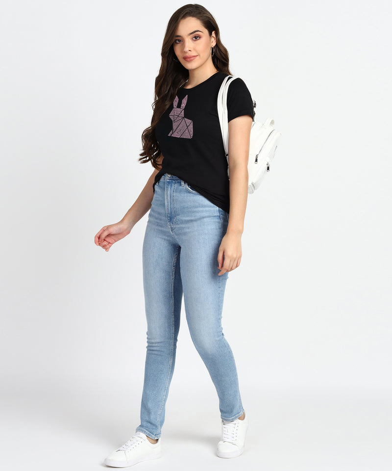 Women’s Cotton Sequin Motifs T-Shirt Combo Pack of 2