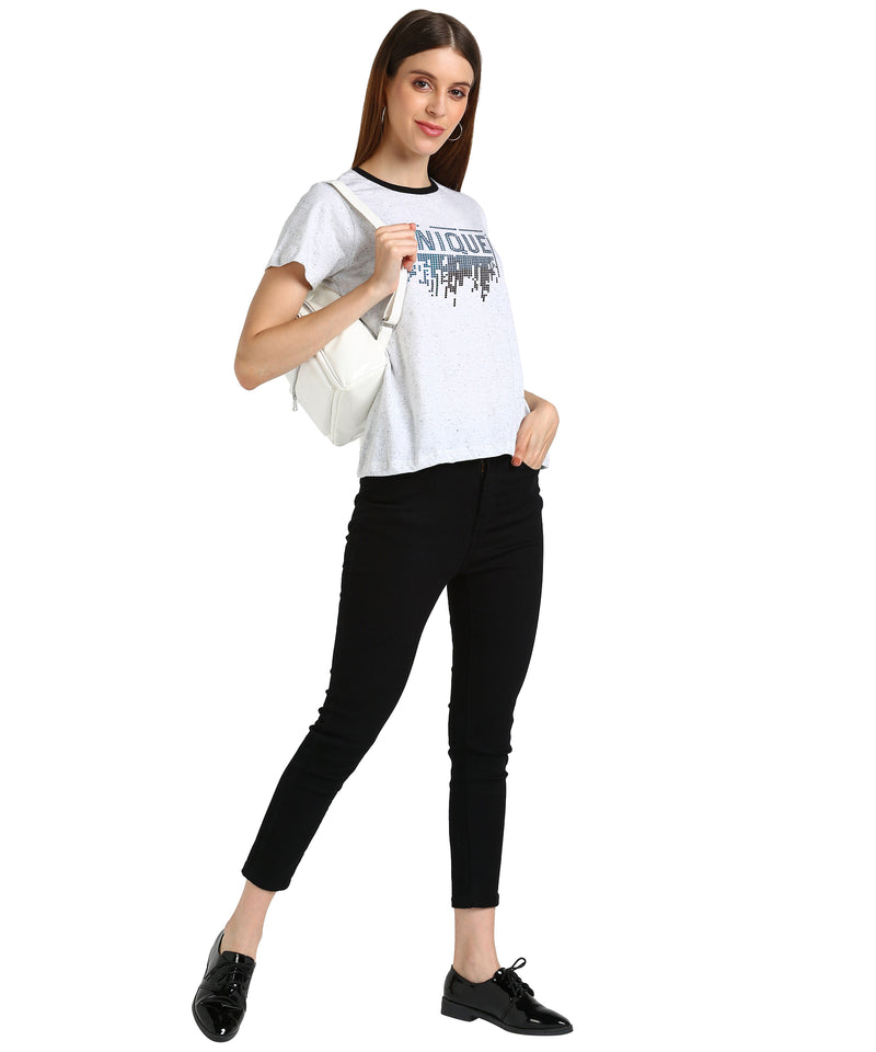 Women's Sequins Motifs Embellished Cotton T-shirt