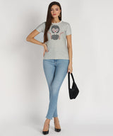 Women's Sequins Motifs Embellished Cotton T-shirt