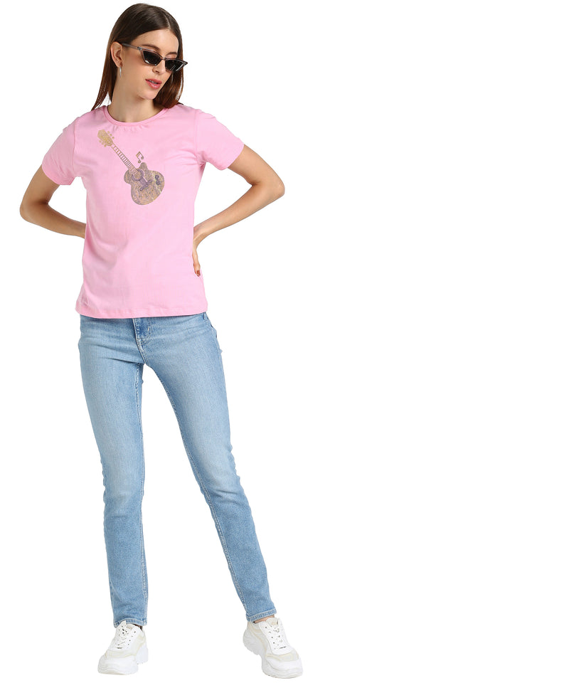 Women's Cotton Sequin Motif T-Shirt Combo