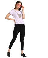 Women's Sequins Motifs Embellished Cotton T-shirt