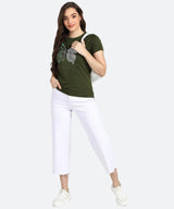 Women's Sequins Motifs Embellished Cotton T-shirt