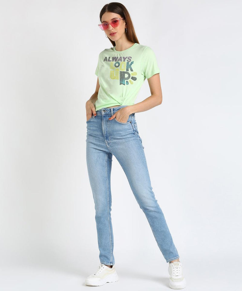 Women's Sequins Motifs Embellished Cotton T-shirt