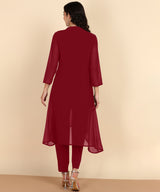 Women's Sequins Motifs Embellished Asymmetric Kurti Pant Set