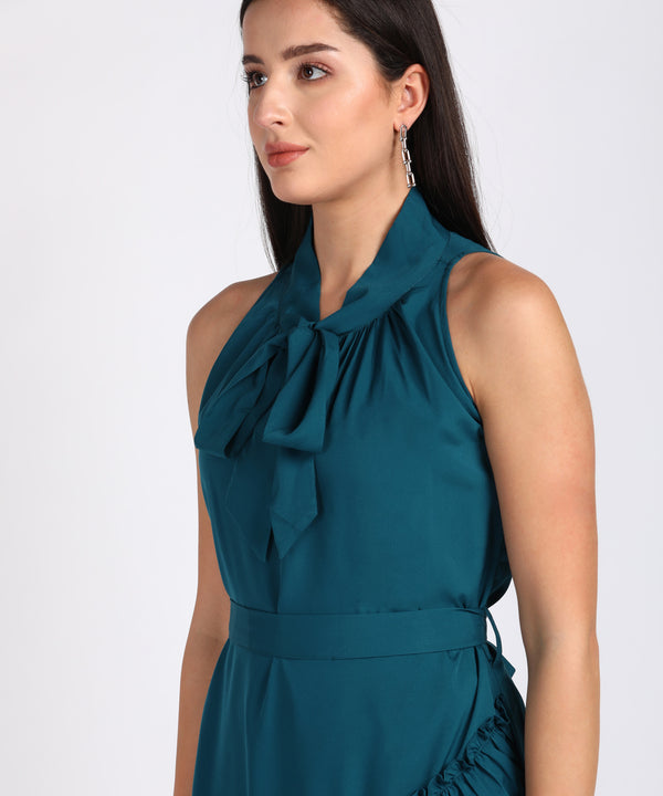 Chic Frilled Crepe Dress