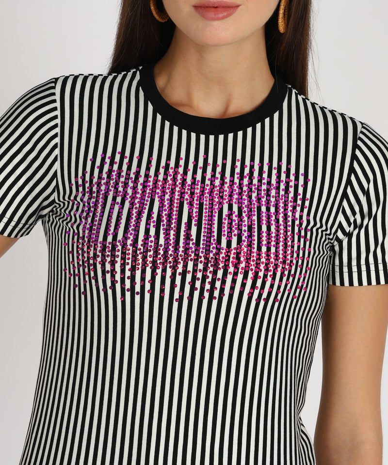 Women's Sequins Motifs Embellished Cotton T-shirt