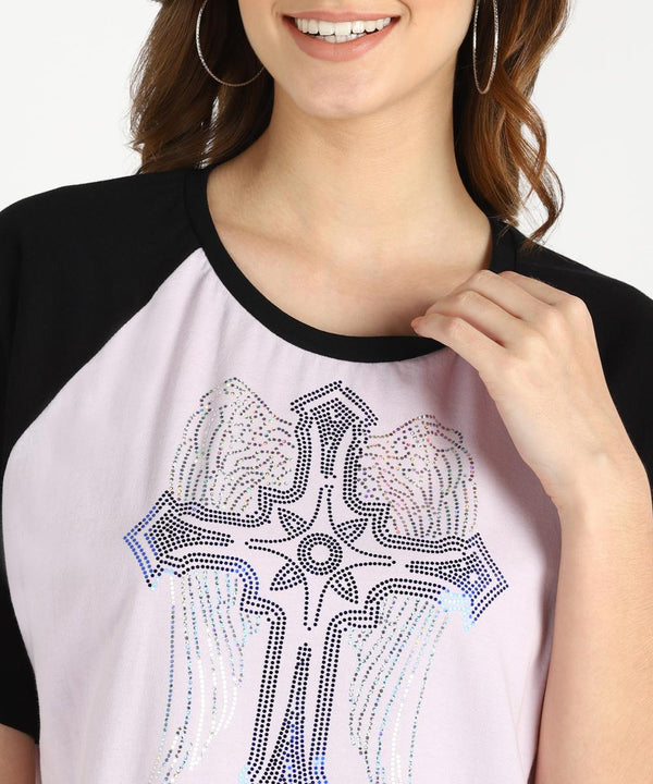Women's Sequins Motifs Embellished Cotton T-shirt