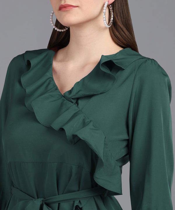 ✨ Frilled Ankle-Length Polyester Dress ✨