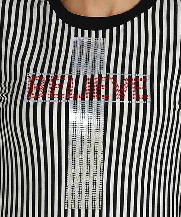 Women's Sequin Motifs Embellished cotton T-shirt