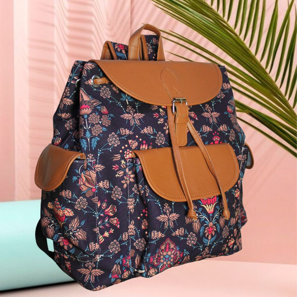 Ethnic Paisley Print Canvas Backpack