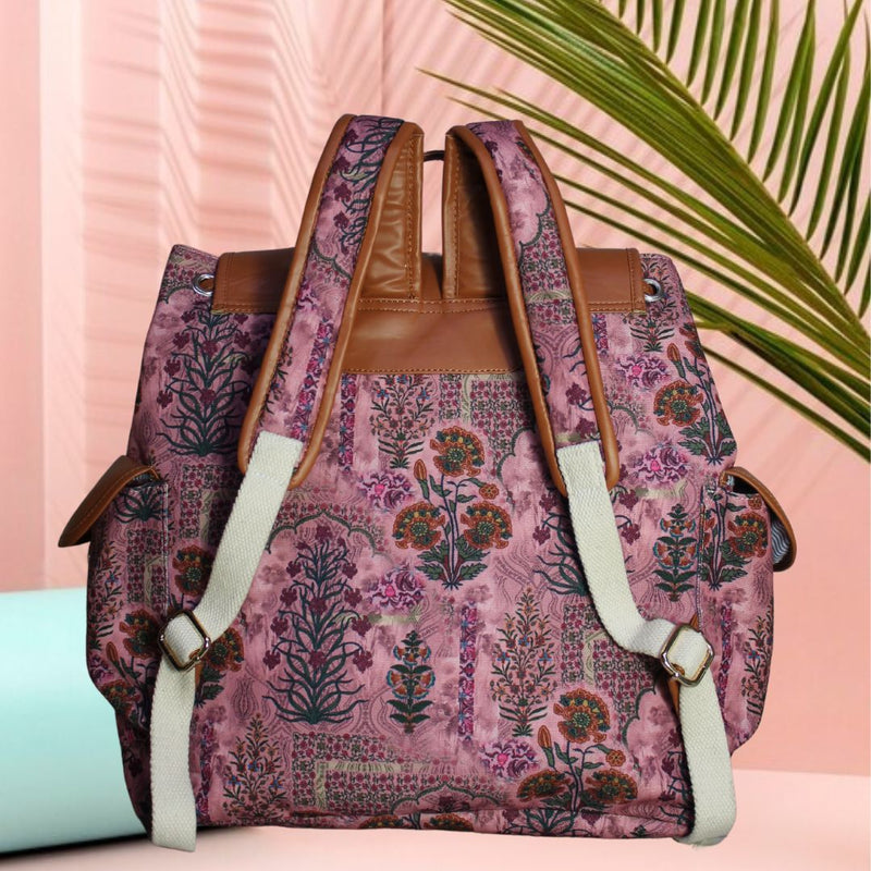 Jaipuri Floral Print Canvas Backpack