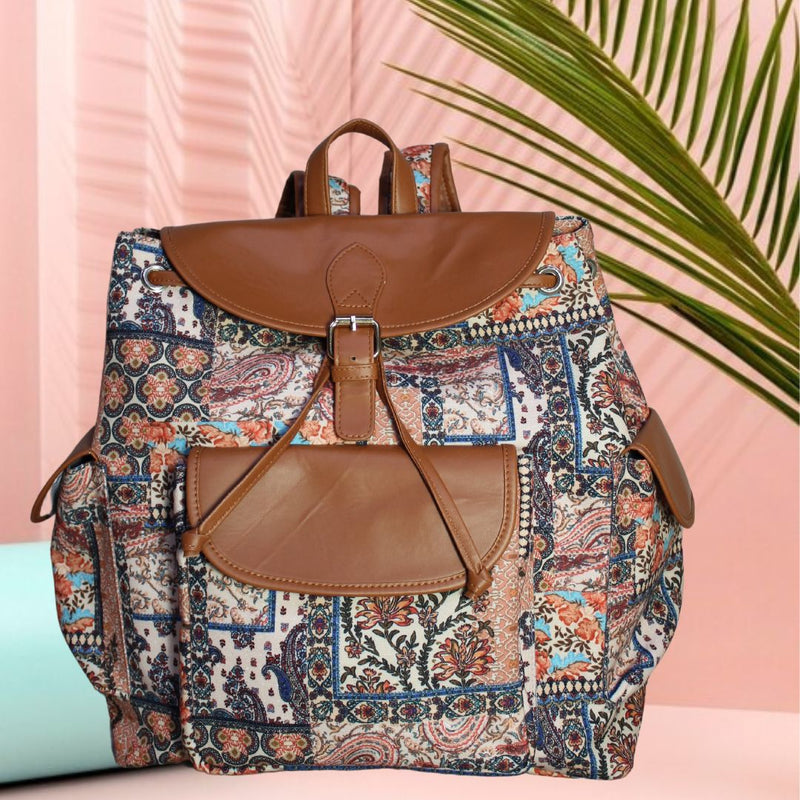 Paisley Patchwork Print Canvas Backpack