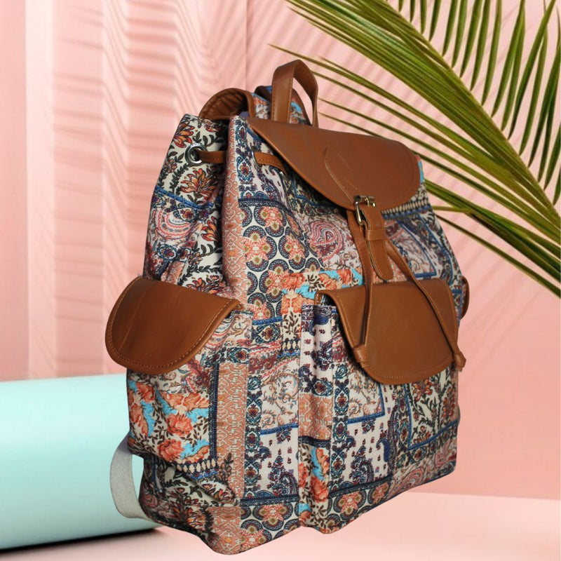 Paisley Patchwork Print Canvas Backpack