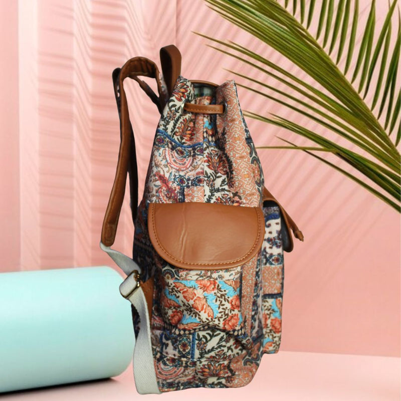 Paisley Patchwork Print Canvas Backpack