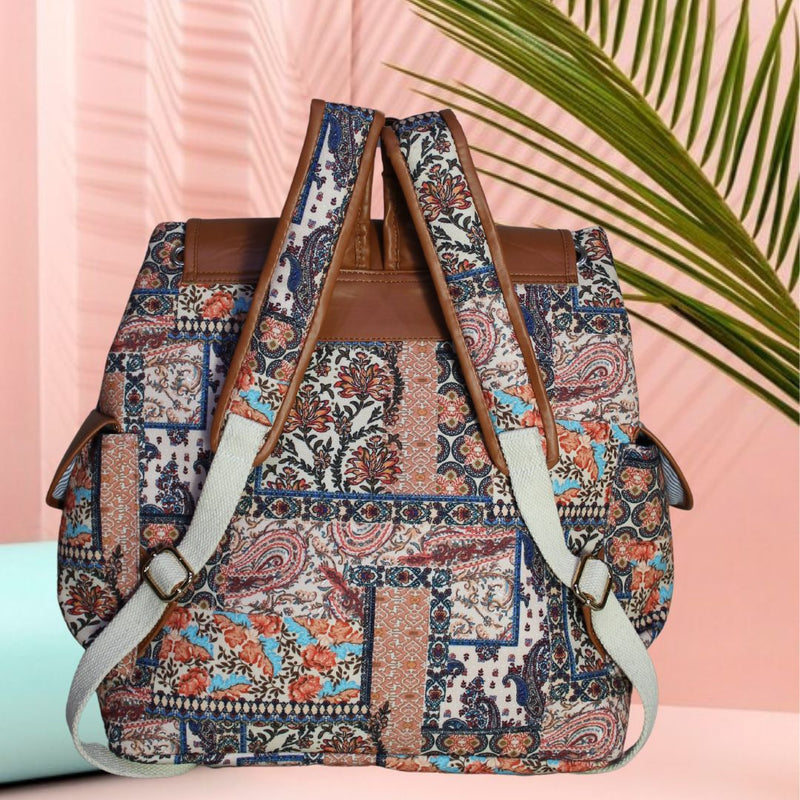 Paisley Patchwork Print Canvas Backpack