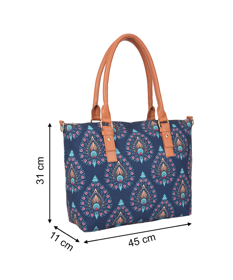 Peacock Feather Print Canvas Tote Bag