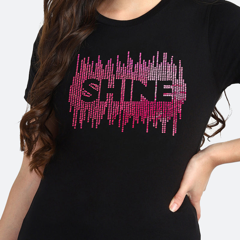 WOMEN EMBELLISHED T SHIRT STP 10 SHINE