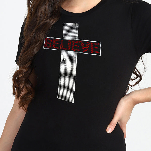 Women's Sequin Motifs Embellished cotton T-shirt