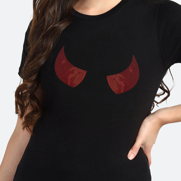Women's Sequin Motifs Embellished cotton T-shirt