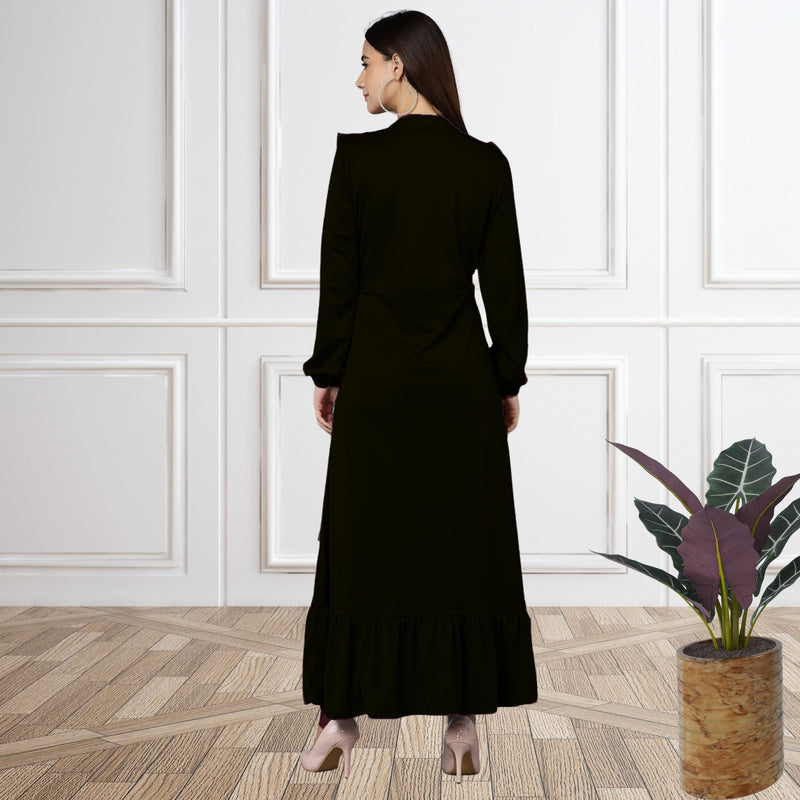 WOMEN PLEATED MAXI DRESS SHV 180 BLACK