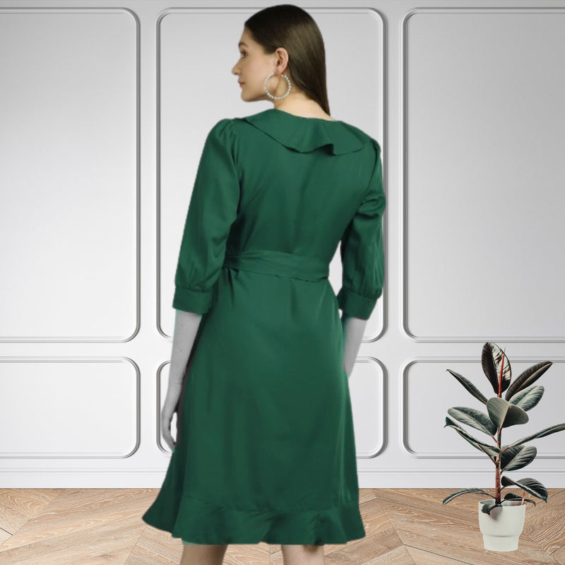 ✨ Frilled Ankle-Length Polyester Dress ✨