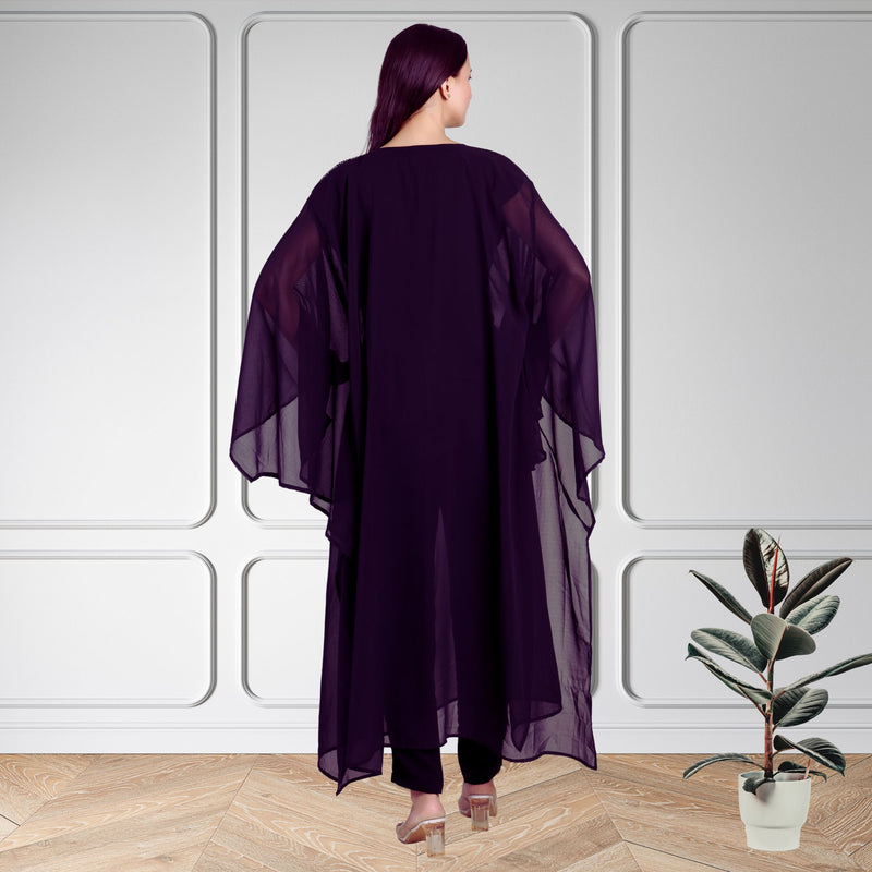 Women's Sequin Motif Embellished Georgette Kaftan Set