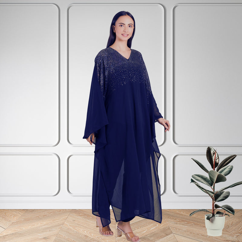 Women's Sequins Motifs Embellished Georgette Kaftan Set