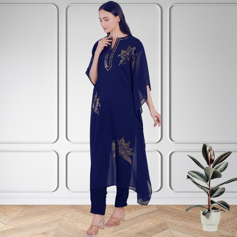 Women's Sequin Motif Embellished Georgette Kaftan Set
